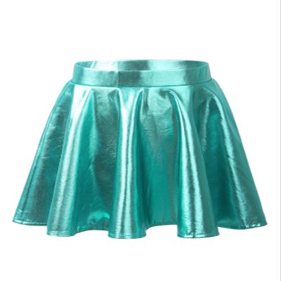 Nikiikoo Kids Girls Shiny Metallic Mini Flared Pleated Skater Skirt Athletic Dance Scooter Skorts Skirts Lakegreen 12 Years