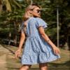 2023 Women's Dresses Ditsy Floral Print Butterfly Sleeve Dress Women's Dresses (Color : Blue and White, Size : Medium) view 2