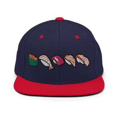 Adult Men Women Snapback Hat Embroidered Sushi