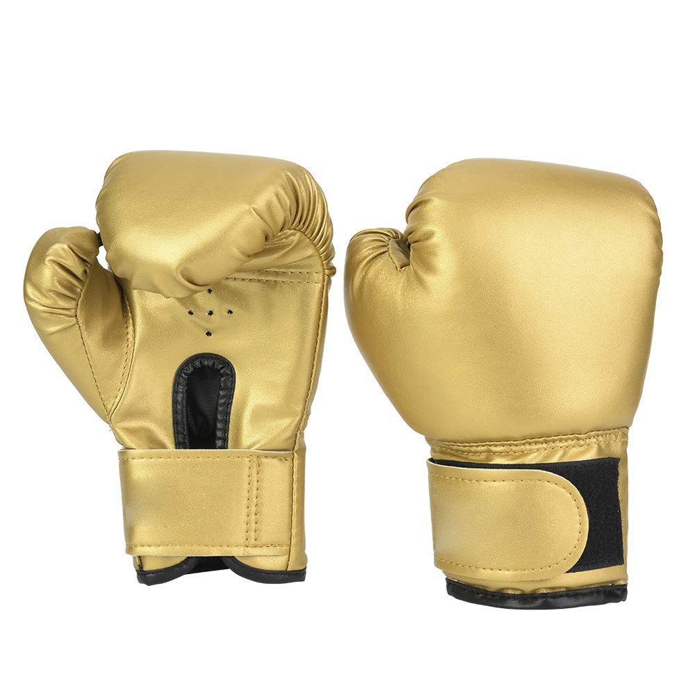 Children Boxing Gloves, One Pair Kids Sandbag Punching Punching Sparring Training Mitts Gloves (Gold)