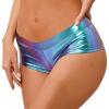 Aislor Women's Shiny Metallic Booty Shorts Hot Pants Modern Jazz Pole Dance Shorts Bottoms Colorful X-Large view 1