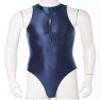 winying Mens One Piece Glossy Bodysuit Solid Color Sleeveless Double Zipper Stretchy Leotards Navy Blue One Size view 3