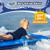 Boys Rash Guard Swim Shirt Short Sleeve, 2 Pack Blue and Navy Blue UPF 50+ Sun Protection Quick Dry Slim Fit Fishing Surf Shirt Cool Beach Clothes for Toddler Youth Kids Size 2T view 2