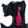 Boho Statement tassel earrings for women Clip On Drop Earrings feather earrings Non Piercing Jewelry for women dangling fringe earrings vacation beach earrings bride earrings bachelorette for women costume prom earrings jewelry-Black view 3
