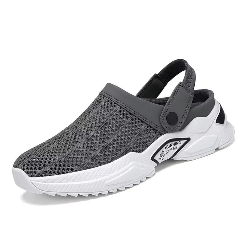 Zonkacen Man Adjustable Heel Strap Anti Skid Air Mesh Outdoor Sandals for Summer Swimming Pool Surfing Fishing Home Room Workout Holiday Gray 8.5 Men