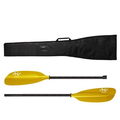 YUZIZ Kayak Paddle and Paddle Bag for Touring Kayaking in Ocean,River,Lake,Carbon Shaft with Plastic Adjuster and Fiberglass Blade (Yellow,200cm-210cm)