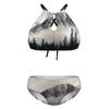 SEPTYK Forest Tree Foggy Mountain Pattern Women Sexy Bikini 2 PC Plus Size Swimsuits Hollow Out High Neck Bathing Suit XL view 3
