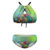 SEPTYK Seasonal Spring Summer Flowers Print Women Sexy Bikini 2 PC Plus Size Swimsuits Hollow Out High Neck Bathing Suit XL view 3