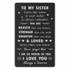 ENGZHI Sister Christmas Card, I Love You Sister Birthday Card for Adult Wedding Graduation Mothers Day, Metal Engraved Wallet Card view 1