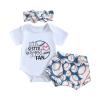BOIBOKOKO Baby Girl Baseball Outfit Short Sleeve Little Sister Biggest Fan Romper Baseball Shorts/Pants Headband Summer Clothes (White, 0-3 Months) view 1