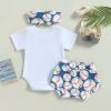 BOIBOKOKO Baby Girl Baseball Outfit Short Sleeve Little Sister Biggest Fan Romper Baseball Shorts/Pants Headband Summer Clothes (White, 0-3 Months) view 2