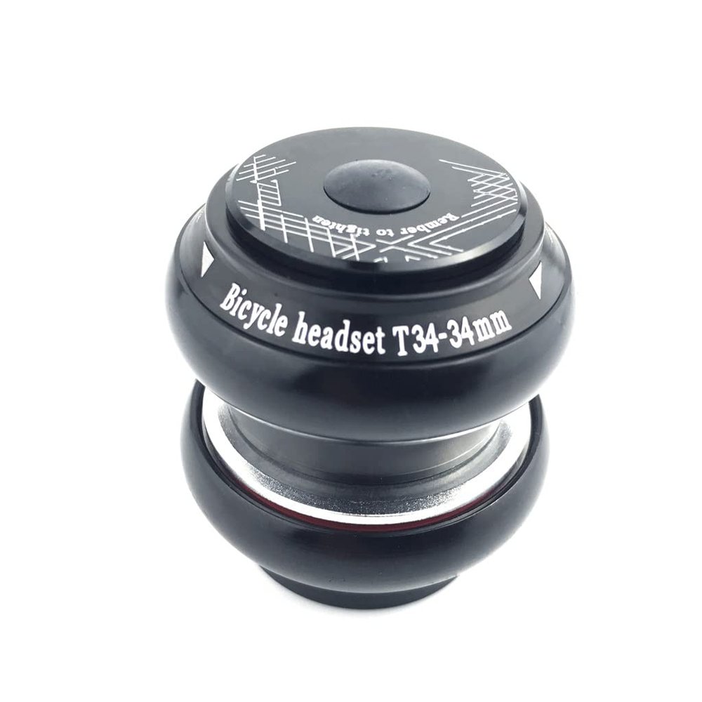 1-1/8" 44mm Bike Headset, Threadless Sealed Bearings Mountain Bike Headsets Accessory Black (Color : Black, Size : 34-34mm)