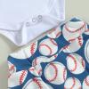 Lamuusaa Baby Girl Baseball Outfit Short Sleeve Little Sister Biggest Fun Romper Shirts Shorts/Flared Pants Headband Summer Clothes (White-Shorts, 0-3 Months) view 4