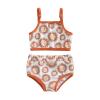 Baby Girl Rash Guard Swimsuit Sleeveless Sun Print Halter Tank Tops Shorts Bikini Crop Top Split Swimwear Set (Yellowish-Brown, 18-24 Months) view 1