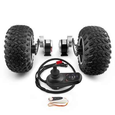 L-faster 24V 250W Dual Gear Motor Chain Drive10x6.0 Off-Road Wheel Joystick for Trolley Sand Cart Wheelchair E-BikeMax 11kph Remote