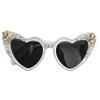 willochra Fashion Heart Women Rhinestone Sunglasses Bling Heart Sun Glasses Ladies Diamond Party Sunglasses Pink Eyewear (white) view 1