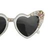 willochra Fashion Heart Women Rhinestone Sunglasses Bling Heart Sun Glasses Ladies Diamond Party Sunglasses Pink Eyewear (white) view 3