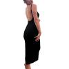 NUFIWI Women Hollow Out Backless Maxi Dress Knitted Spaghetti Strap Bandage Long Dresses Low Cut Bodycon Party Dress(Open Back Strap Black,Medium) view 3