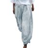 ZYXTIM Women's Casual Harem Trousers High Waist Wide Leg Loose Baggy Casual Boho Floral Print Hawaii Hippie Summer Beach Pants White view 1