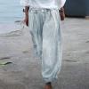 ZYXTIM Women's Casual Harem Trousers High Waist Wide Leg Loose Baggy Casual Boho Floral Print Hawaii Hippie Summer Beach Pants White view 2