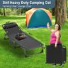 ABORON 5 Positions Camping Cots for Adults,Outdoor Folding Sleeping Cot/Mat,Folding Chaise Lounge Chair with Pillow,Portable Reclining Chair for Beach Lawn Camping Pool,Sunbathing Chairs view 2