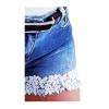 Lace Jeans Shorts for Women Summer Stretch Skinny Denim Pants Ripped Distressed Shorts with Pockets (Large,Blue) view 3