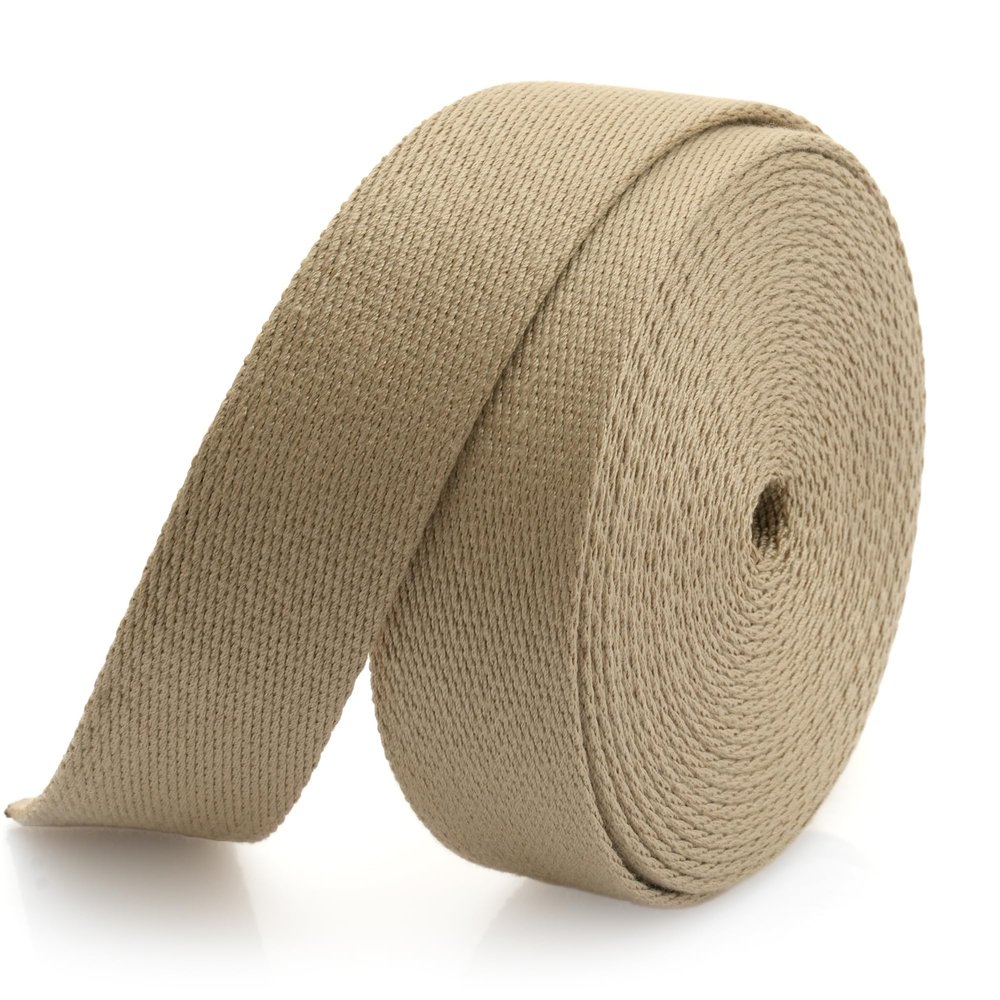 CRAFTMEMORE Heavy Cotton Webbing - Straps for Arts and Crafts, Luxury Bag Strap High Density Webbing (2 Inches x 5 Yards, Khaki)