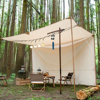 Camping Tarp Waterproof 13x16 ft Rectangle Lightweight Camping Tent Tarp, Hammock Rain Fly, Portable Survival Shelter for Camping Backpacking Traveling Outdoor Adventure (Khaki)