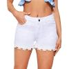 Lace Jeans Shorts for Women Summer Stretch Skinny Denim Pants Ripped Distressed Shorts with Pockets (Large,White)