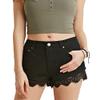 Lace Jeans Shorts for Women Summer Stretch Skinny Denim Pants Ripped Distressed Shorts with Pockets (Large,Black) view 1
