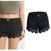 Lace Jeans Shorts for Women Summer Stretch Skinny Denim Pants Ripped Distressed Shorts with Pockets (Medium,Black) view 2