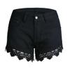 Lace Jeans Shorts for Women Summer Stretch Skinny Denim Pants Ripped Distressed Shorts with Pockets (Medium,Black) view 4