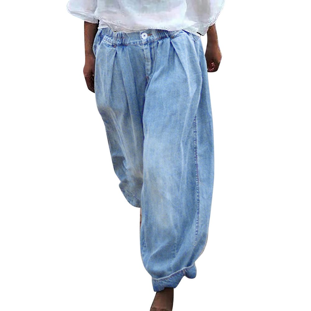 ZYXTIM Women's Casual Harem Trousers Wide Leg Loose Baggy Casual Boho Floral Print Hawaii Hippie Summer Lounge Jeans Pants