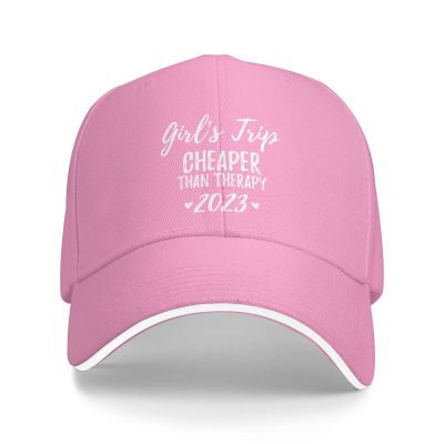 Girls Trip Cheaper Than A Therapy 2023 Novelty Travel Baseball Dad Hat Women Running Golf Cap Hat Trucker Hats Pink