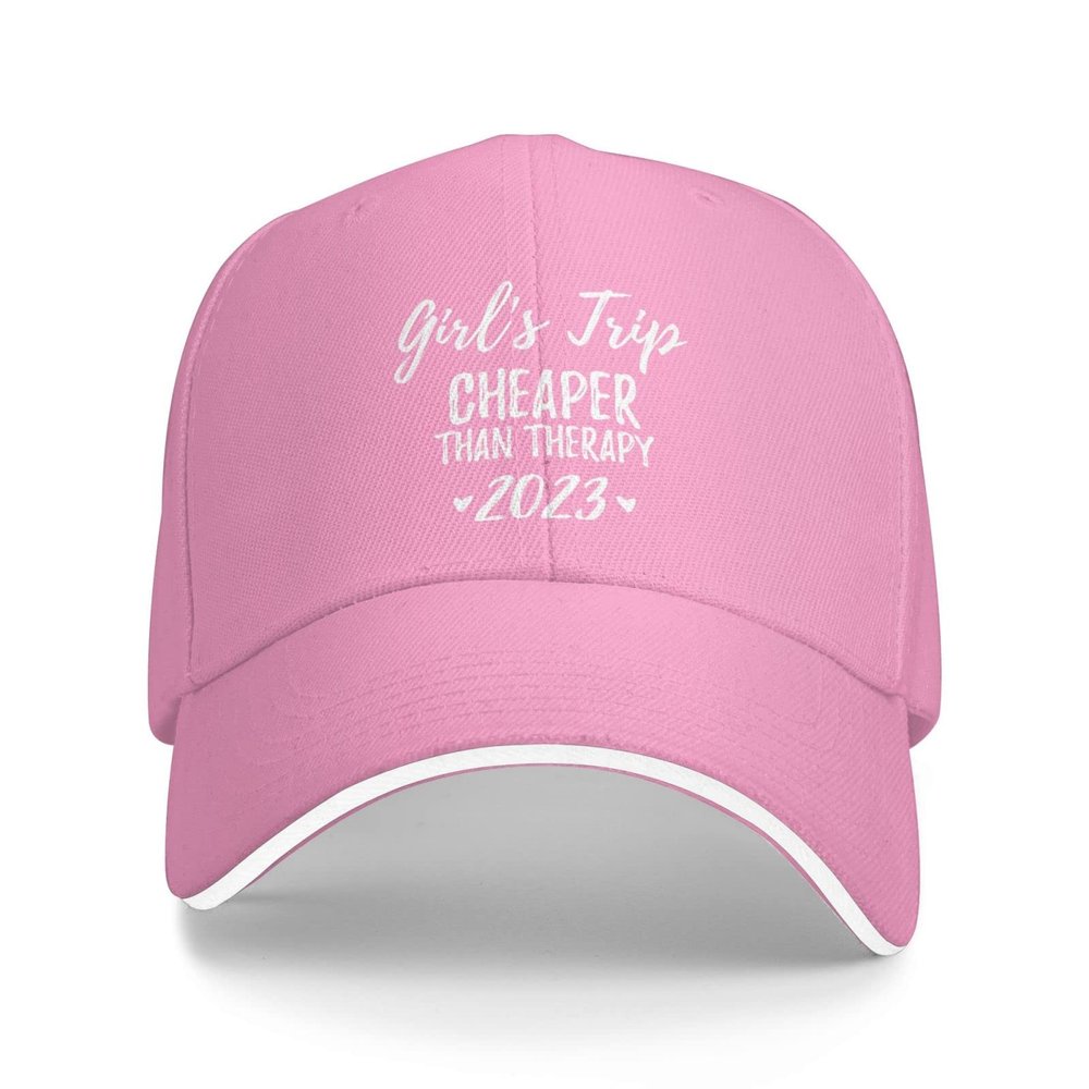 Girls Trip Cheaper Than A Therapy 2023 Novelty Travel Baseball Dad Hat Women Running Golf Cap Hat Trucker Hats Pink