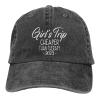 Girls Trip Cheaper Than A Therapy 2023 Novelty Travel Cowboy Hat Washed Baseball Cap Dad Golf Hat for Men Women Black view 1