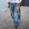 ZYXTIM Women's Casual Harem Trousers High Waist Wide Leg Baggy Loose Casual Boho Floral Print Hawaii Hippie Summer Beach Pants view 2