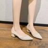 Hee grand Women's High Heels Sparkly Rhinstone Pointed Toe Wedding Dress Shoes Chunky Heels Comfortable Middle Block Heel Work Pumps,Apricot 9 view 4
