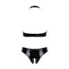 QinCiao Women's Bikini Set Shiny Wetlook 2 Piece Swimsuit Push Up Swimwear Lingerie Bathing Suit BlackTypeB Small view 2