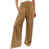 XUNRYAN Women's Cotton Linen Wide Leg Pants Summer Casual High Waisted Boho Palazzo Pants Baggy Lounge Trousers w Pockets view 1