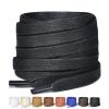 Puzeam 2 Pairs Flat Waxed Cotton Shoelaces for Boots & Casual Shoes, Replacement Leather Boot Shoestrings, 1/4" (7mm) Wide Premium and Durable Laces for Hiking and Work Boots (Black 55") view 1