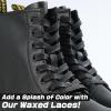 Puzeam 2 Pairs Flat Waxed Cotton Shoelaces for Boots & Casual Shoes, Replacement Leather Boot Shoestrings, 1/4" (7mm) Wide Premium and Durable Laces for Hiking and Work Boots (Black 55") view 2