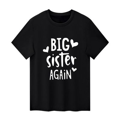 Baby Girls Sister T Shirt Sibling Matching Outfit Big Sister Again Tees Tops (3-Big Sister Again-Black, 4-5 Years)
