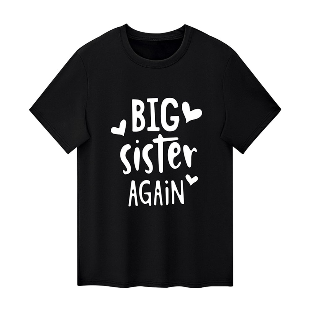 Baby Girls Sister T Shirt Sibling Matching Outfit Big Sister Again Tees Tops (3-Big Sister Again-Black, 4-5 Years)