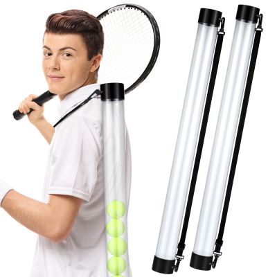 Lenwen 2 Pack Tennis Ball Tube Pickup, Fits 15 Tennis Ball with Shoulder Strap, Lightweight Collector Holder Picker Grabber Retriever Tube Carrier for Players, Coaches & Instructors(Clear)