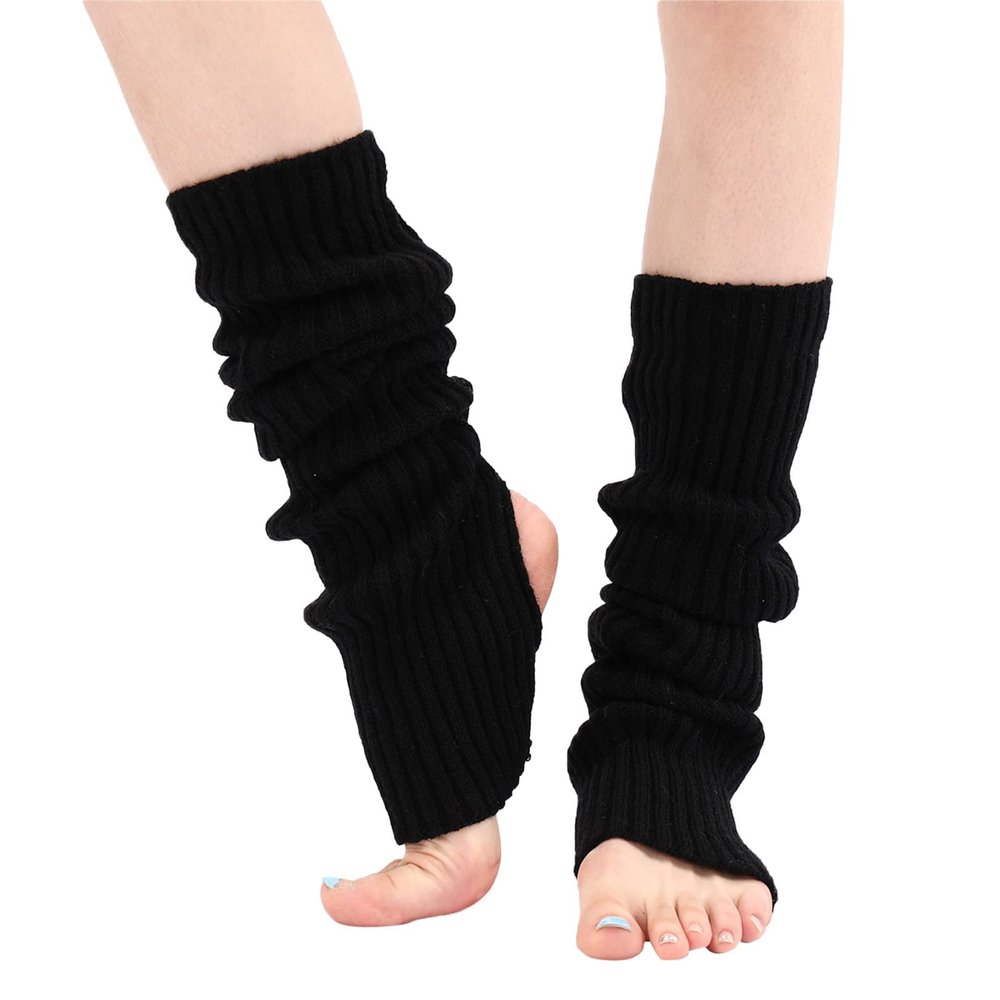 Long Leg Warmer Womens Men 80s Party Ribbed Knit Dance Sports Leg Warmer Winter Toddler Leg Warmers (Black, One Size)