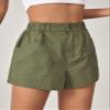SOFULU Solid Slant Pocket Wide Leg Shorts (Color : Army Green, Size : Large) view 4