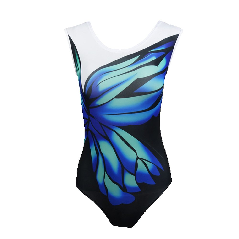 JoyCan Women's rhythmic gymnastics suit tights with diamonds Blue Game suit