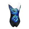JoyCan Women's rhythmic gymnastics suit tights with diamonds Blue Game suit view 2