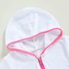 Hoanselay Kids Toddler Little Girl Swim Cover Up Towel Terry Swimsuit Wraps Zip Up Bathing Suit Robe Pool Beach Coverup (White, 6-7 Years) view 4